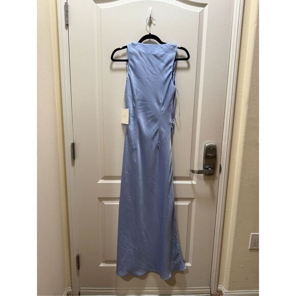 NIA Meyer Dress Maxi Satin Dress Blue Cocktail Summer Vacation Dress size S NWT - Picture 5 of 7
